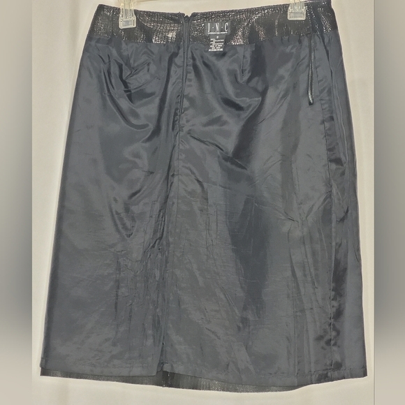 INC International Concepts Black Leather Crocodile Texture A-line Skirt - Size 8 - Picture 6 of 8